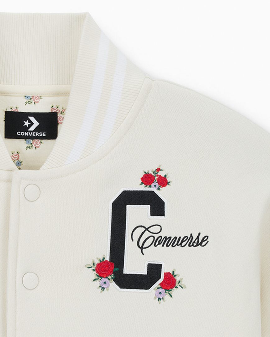 Dámské Bomber Bunda Converse Embroidered Rose Béžový | CZ XBLM80